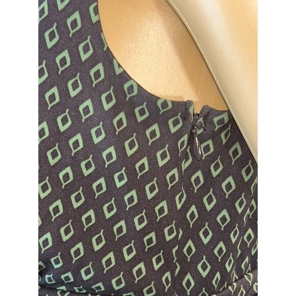 LOFT Petites Sleeveless Geo Print Dress in Brown/Green Size 6P - Picture 7 of 9